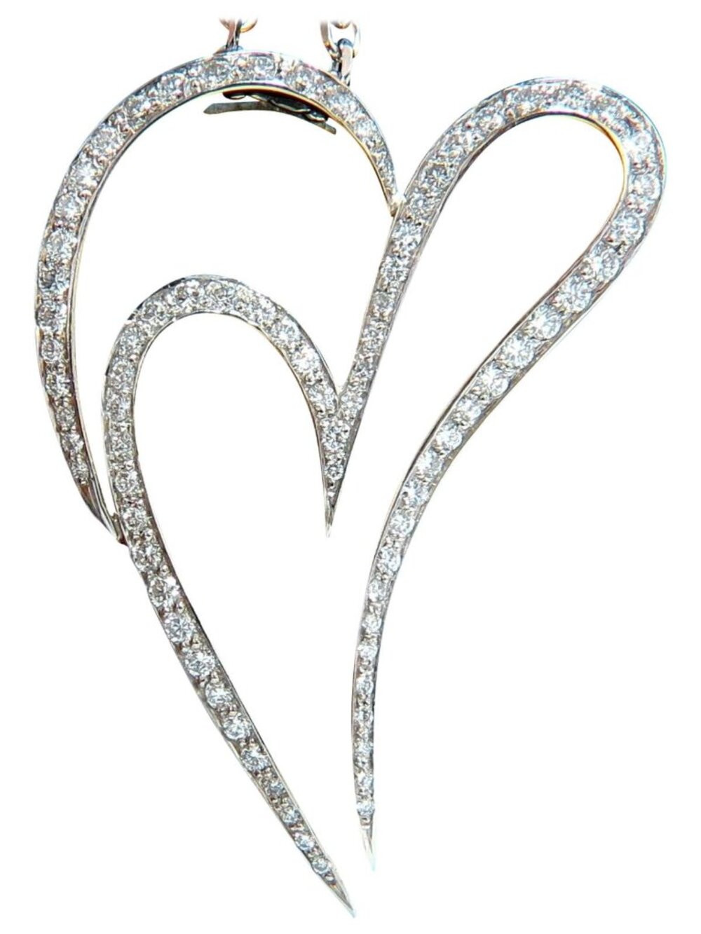 3.00ct ROUND DIAMONDS MODERN SWIRL HEART PENDANT G / VS 14KT & CHAIN*